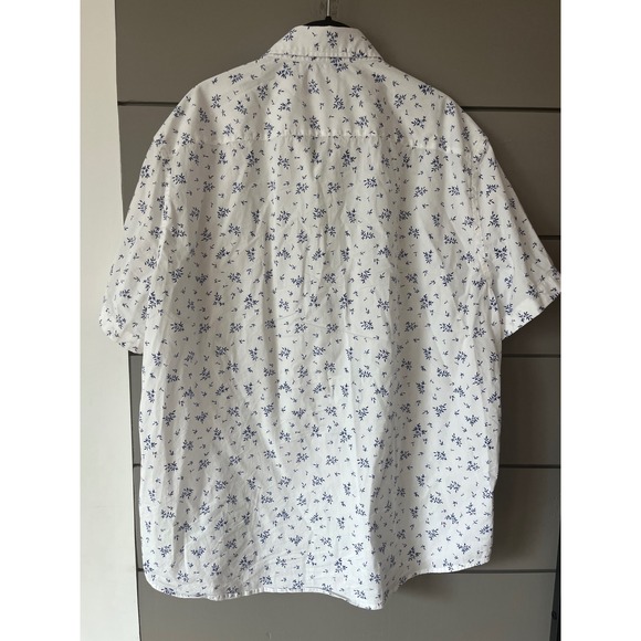 UNTUCKit Ward Stretch Cotton White Blue Floral Relax Fit Short Sleeve Shirt XL - Picture 9 of 11